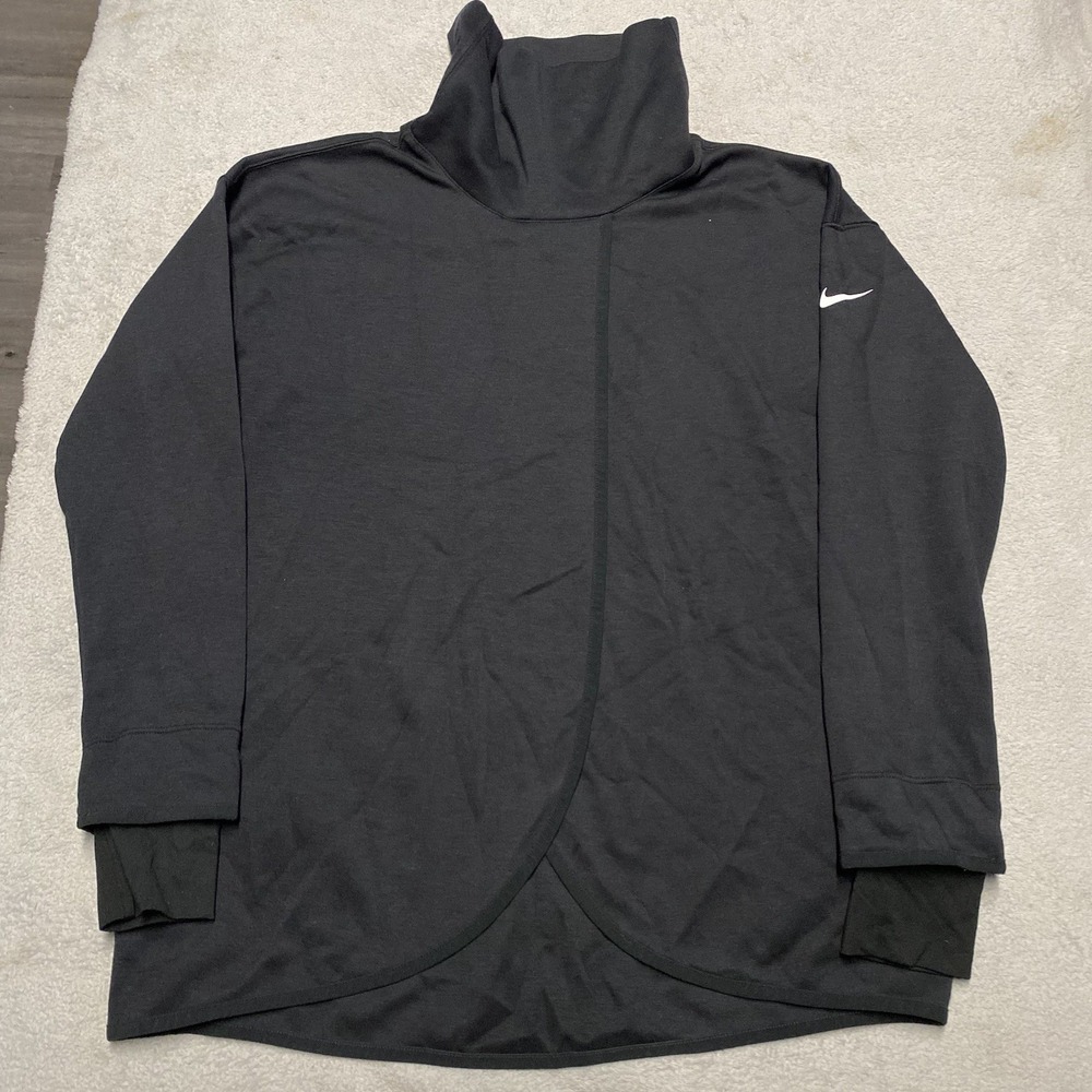 Nike Pullover Maternity Split Front XS Black Turtle Mock Neck Sweatshirt Nursing